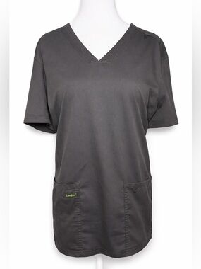 Landau ProFlex Gray Scrub Top XXL Stretch Mesh Panel Nurse Workwear